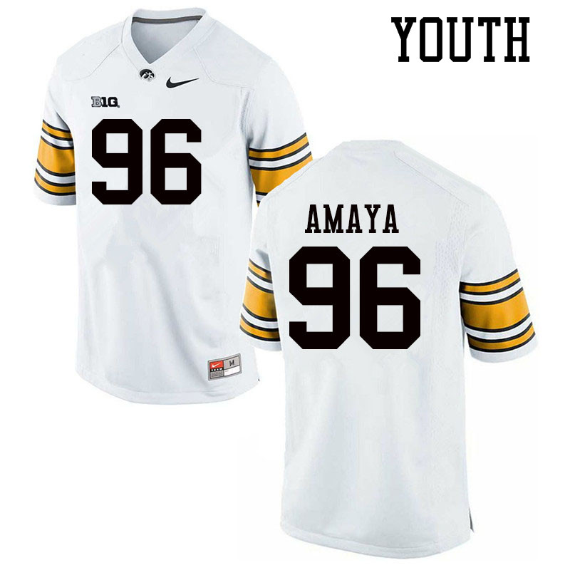 Youth #96 Lucas Amaya Iowa Hawkeyes College Football Jerseys Sale-White - Click Image to Close
